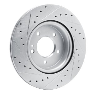 Mercedes-Benz G550 Brake Rotor (1) - Rear Right - R1 Concepts - Drilled & Slotted - Silver - `19-`25